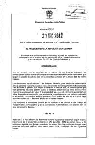 Decreto 2714-12 (Por el cual se reglamentan los articulos 70 y 73 del Estatuto Tributario)