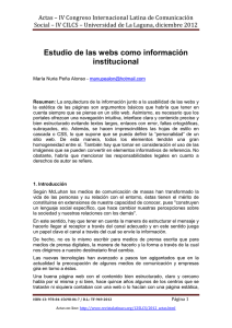 Estudio de las webs como información institucional , María Nuria Peña Alonso, Universidad de La Laguna