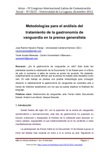 Metodologías para el análisis del tratamiento de la gastronomía de vanguardia en la prensa generalista