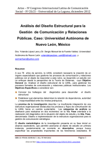 Análisis del Diseño Estructural para la Gestión de Comunicación y Relaciones Públicas. Caso: Universidad Autónoma de Nuevo León, México