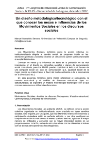 Un dise o metodol gico/tecnol gico con el que conocer los nexos e influencias de los Movimientos Sociales en los discursos sociales