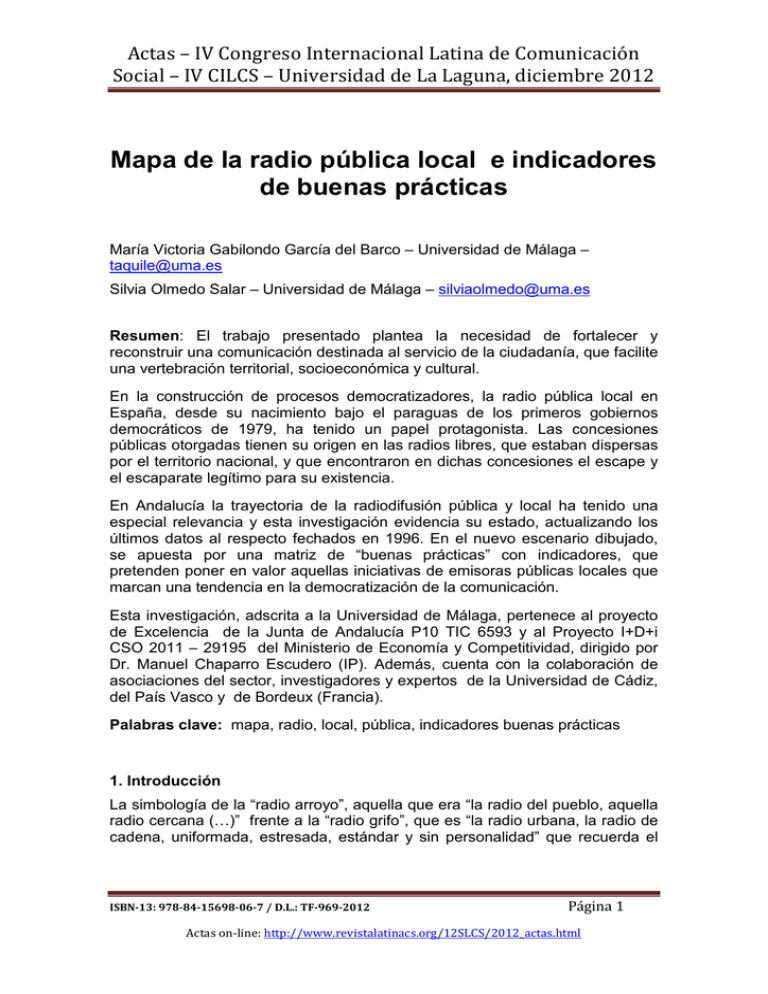 Mapa De La Radio P Blica Local E Indicadores De Buenas Pr Cticas