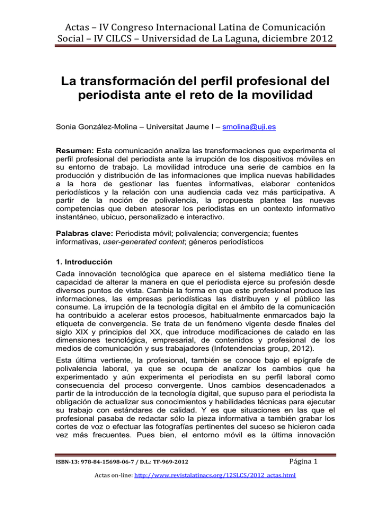 La Transformaci N Del Perfil Profesional Del Periodista Ante El Reto De 