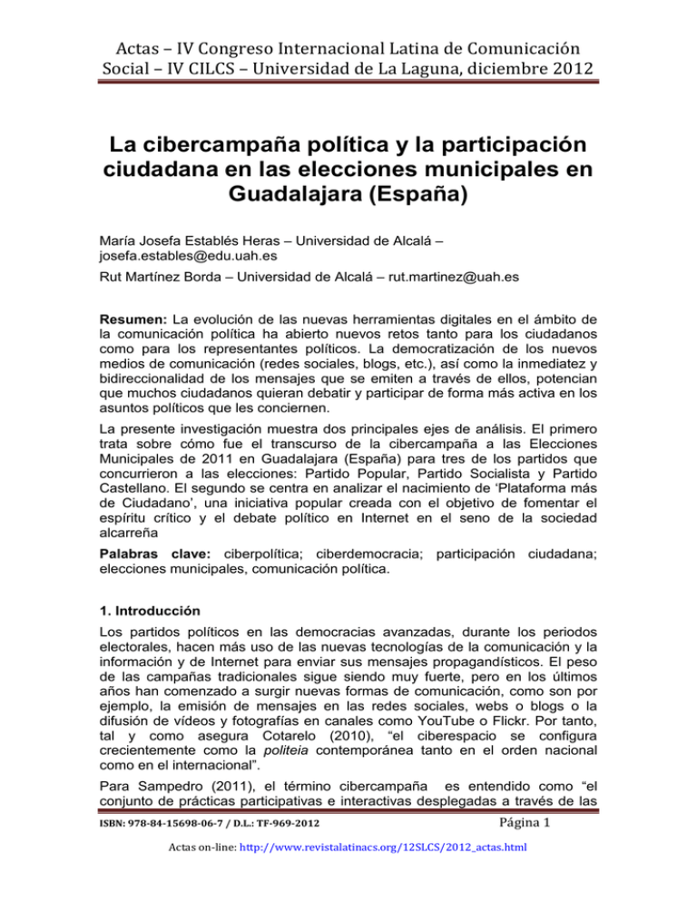 La Cibercampa A Pol Tica Y La Participaci N Ciudadana En Las Elecciones ...