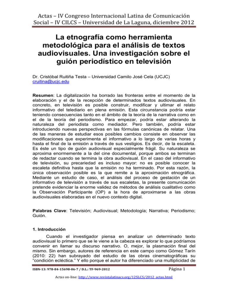 La Etnograf A Como Herramienta Metodol Gica Para El An Lisis De Textos ...