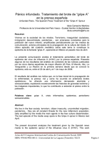 P nico infundado. Tratamiento del brote de gripe A en la prensa espa ola, de Idoia Camacho Markina, Universidad del Pa s Vasco.