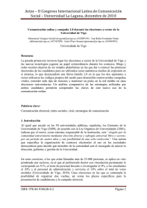 * Comunicaci n online y campa a 2.0 durante las elecciones a rector de la Universidad de Vigo, de M. V zquez Gestal, A. B. Fern ndez Souto y J. P. Seoane, Universidad de Vigo