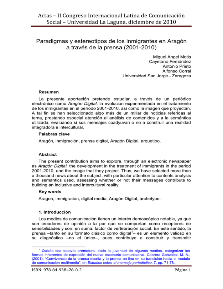 * Paradigmas Y Estereotipos De Los Inmigrantes En Arag N A Trav S De La ...