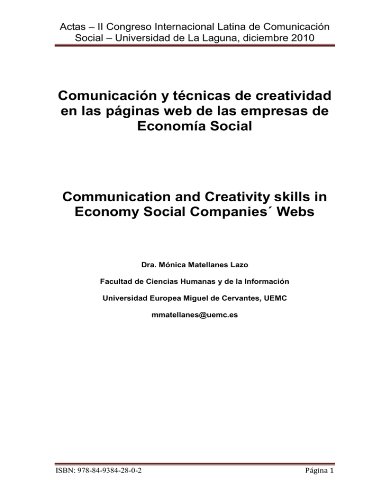 La Creatividad Como Proceso De Comunicaci N Externa En La Estrategia Global De La Empresa De