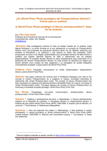 * Es World Press Photo paradigma del Fotoperiodismo literario?, de Pilar Irala Hortal, Universidad San Jorge