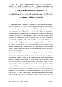 211 - El reflejo de las comunicaciones de las administraciones central, autonómica y local en la prensa de calidad en España , Antonio Méndez Nieto, Universidad de Málaga