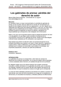 196 - Los Gabinetes de Prensa: pérdida del derecho de autor , Blanca Delia García Izquierdo, Universidad de La Laguna