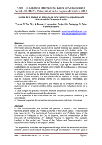 187 - Huellas de la ciudad: un proyecto de innovaci n investigadora en la did ctica de la Educomunicaci n , Agust n Garc a Matilla y Eva Navarro Mart nez, Universidad de Valladolid