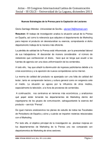 030 - Nuevas estrategias de la prensa para la captaci n de lectores , Gloria Santiago M ndez, Facultad de Comunicaci n. Universidad de Sevilla