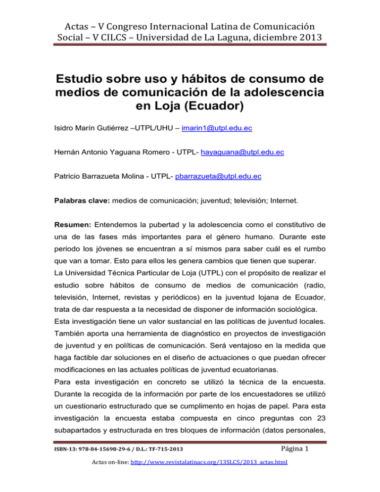 Estudio Sobre Uso Y H Bitos De Consumo De Medios De Comunicaci N De La ...