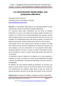 La comunicaci n desde abajo, una propuesta alterativa , de Jos Ignacio I aki Chaves Gil, Universidad Santo Tom s (Bogot , Colombia)