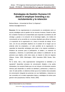 Estrategias de Gestión Humana 2.0: desde el employer branding a su reclutamiento y la retención, de Barbara Mazza  Universidad de Roma La Sapienza (Italia)