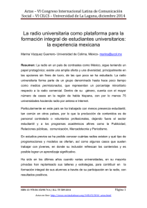 La radio universitaria como plataforma para la formación integral de estudiantes universitarios: la experiencia mexicana de Marina Vázquez Guerrero - Universidad de Colima (México)