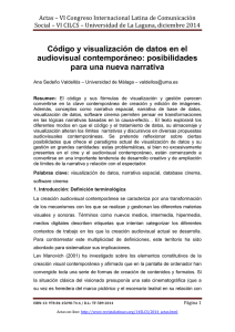 Código y visualización de datos en el audiovisual contemporáneo: posibilidades para una nueva narrativa, de Ana Sedeño Valdellós  Universidad de Málaga (España)