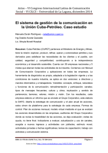 El sistema de gestión de la comunicación en la Unión Cuba-Petróleo. Caso estudio, de Manuela Durán Rodríguez, Ozaida Acosta Quesada y Sheyla Bonell Rosabal