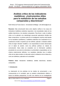 Análisis crítico de los indicadores mediáticos: ¿Instrumentos útiles para la realización de los estudios comparados y diacrónicos? de Ruth Ainhoa de Frutos García  Universidad de Málaga (España)