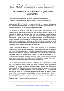 Las audiencias en la Fórmula 1: ¿deporte o deportista?, de Pepa Gallego  Universidad Carlos III (España) y Lidia Maestro  Universidad Rey Juan Carlos (España)