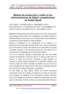 Medios de producción y estilo en las retransmisiones de fútbol: competiciones en Arabia Saudí, de Anto J. Benítez  Universidad Carlos III (España); Manuel Sánchez Cid  Universidad Rey Juan Carlos (España) y Manuel Armenteros Universidad Carlos III (España)