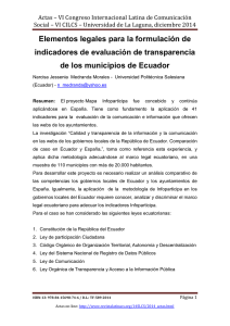 Elementos legales para la formulación de indicadores de evaluación de transparencia de los municipios de Ecuador, de Narcisa Jessenia Medranda Morales  Universidad Politécnica Salesiana (Ecuador)