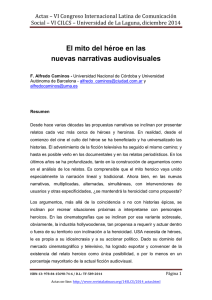 El mito del héroe en las nuevas narrativas audiovisuales, de F. Alfredo Caminos  Universidad Nacional de Córdoba (Argentina) y Universidad Autónoma de Barcelona (España)