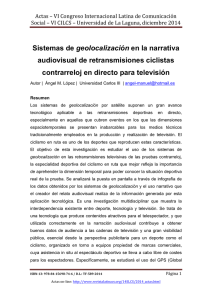 Sistemas de geolocalización en la narrativa audiovisual de retransmisiones ciclistas contrarreloj en directo para televisión, de Ángel M. López  Universidad Carlos III (España)