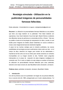 Nostalgia simulada - Utilización en la publicidad imágenes de personalidades famosas fallecidas, de Edyta Jadowska  Universidad de La Laguna (España)