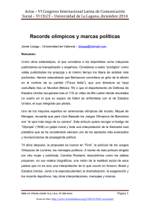 Records olímpicos y marcas políticas, de Javier Lizaga  Universidad de Valencia (España)