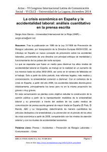 La crisis económica en España y la accidentalidad laboral: análisis cuantitativo en la prensa escrita, de Sergio Arce García  Universidad Internacional de La Rioja (UNIR) (España)