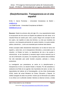 (Des)información. Transparencia en el cine español, de Emilio C. García Fernández y Luis Deltell Escolar  Universidad Complutense de Madrid (España)