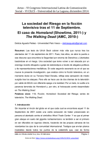 La sociedad del Riesgo en la ficción televisiva tras el 11 de Septiembre. El caso de Homeland (Showtime, 2011-) y The Walking Dead (AMC, 2010-), de Delicia Aguado Peláez - Universidad País Vasco (España)