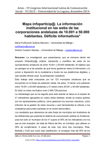 Mapa infoparticip@. La información institucional en las webs de las corporaciones andaluzas de 10.001 a 50.000 habitantes. Déficits informativos, de María Purificación Subires Mancera y Antonio Cuartero Naranjo  Universidad de Málaga (España)