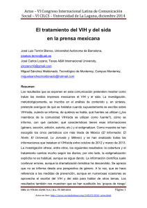 El tratamiento del VIH y del sida en la prensa mexicana, de José Luis Terrón Blanco  Universitat Autònoma de Barcelona (España); José Carlos Lozano, Texas A&M Internacional University (EE. UU.) y Miguel Sánchez Maldonado  Tecnológico de Monterrey, Campus Monterrey (México)