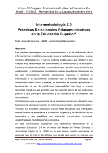 Intermetodología 2.0. Prácticas Relacionales Educomunicativas en la Educación Superior, de Elisa Hergueta Covacho, UNED (España)