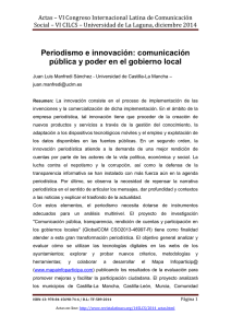 Periodismo e innovación: comunicación pública y poder en el gobierno local, de Juan Luis Manfredi Sánchez - Universidad de Castilla-La Mancha (España)