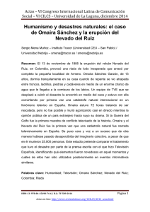 Humanismo y desastres naturales: el caso de Omaira Sánchez y la erupción del Nevado del Ruiz, de Sergio Mena Muñoz  Instituto Tracor (Universidad CEU  San Pablo) / Universidad Nebrija (España)