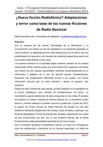 ¿Nueva ficción Radiofónica? Adaptaciones y terror como base de las nuevas ficciones de Radio Nacional, de Marta Hernando Lera- Universidad de Valladolid (Espa a)