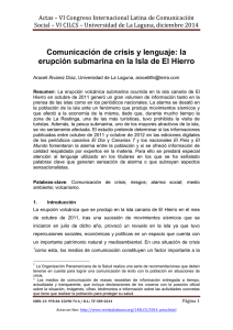 Comunicación de crisis y lenguaje: la erupción submarina en la Isla de El Hierro, de Araceli Álvarez Díaz - Universidad de La Laguna (España)