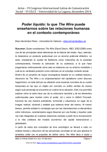 "Poder líquido: lo que The Wire puede enseñarnos sobre las relaciones humanas en el contexto contemporáneo", de Elisa Hernández Pérez - Universitat de València (Espa a)