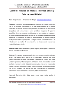 009.- Cambio: medios de masas, Internet, crisis y falta de credibilidad, de Tania Braojos Bueno  Universidad de Málaga
