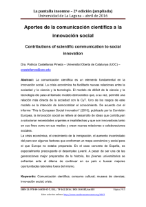 042.- Aportes de la comunicación científica a la innovación social, de Dra. Patricia Castellanos Pineda  Universitat Oberta de Catalunya (UOC)