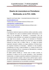 055.- Diseño de Licenciatura en Periodismo Multimedia, en la FCC, UANL, de Sergio M. de la Fuente Valdez, Yolanda López Lara y Héctor Alvarado Lumbreras  Universidad Autónoma de Nuevo León (México)