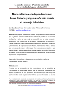 070.- Nacionalismos e independentismo: breve historia y alguna reflexión desde el mensaje televisivo, de Juan Luis García Arvelo  Universidad de Las Palmas de Gran Canaria (ULPGC)
