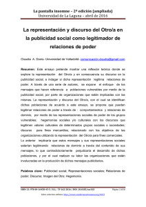 079.- La representación y discurso del Otro/a en la publicidad social como legitimador de relaciones de poder, de Claudia A. Donis  Universidad de Valladolid