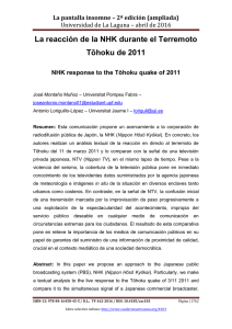 084.- La reacción de la NHK durante el Terremoto Tohoku de 2011, de José Montaño Muñoz  Universitat Pompeu Fabra y Antonio Loriguillo-López  Universitat Jaume I