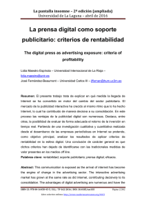 115.- La prensa digital como soporte publicitario: criterios de rentabilidad, de Lidia Maestro Espínola  Universidad Internacional de La Rioja y José Fernández-Beaumont  Universidad Carlos III
